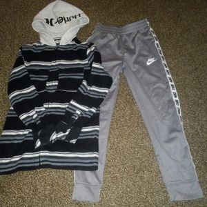 Nike Dri Fit Pants YOUTH sz 7  with long sleeve Hurley zip jacket